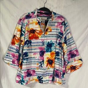 Alfred Dunner Colorful Floral Blouse. 1X